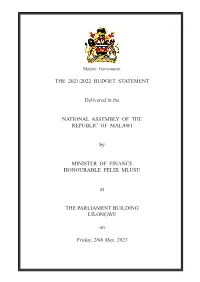 2021-2022 National Budget Statement