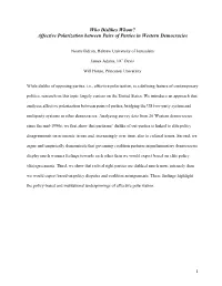 Affective Polarization Between Pairs of Parties in Western Democracies