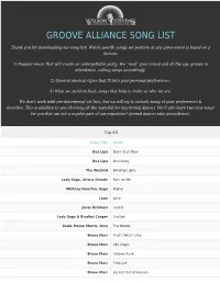 Groove Alliance Song List