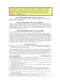 Order CHARADRIIFORMES: Waders, Gulls and Terns Suborder LARI