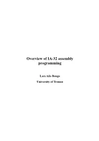 Overview of IA-32 Assembly Programming
