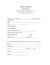 Rolling Creek Ragdolls Final Contract