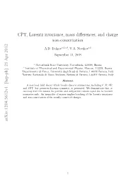 CPT, Lorentz Invariance, Mass Differences, and Charge Non