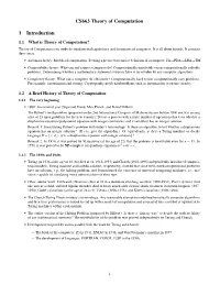 CS663 Theory of Computation 1 Introduction