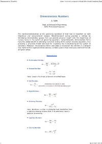 Dimensionless Numbers