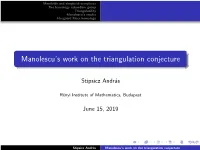 Manolescu's Work on the Triangulation Conjecture