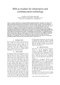 RSS As Medium for Information and Communication Technology