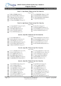2020/21 Clarence Street Cyclery Cup - Session 2 Program of Events