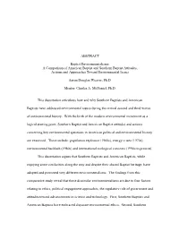 A Comparison of American Baptist and Southern Baptist Attitudes, Actions and Approaches Toward Environmental Issues