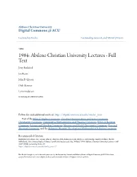 Abilene Christian University Lectures - Full Text Jerry Rushford