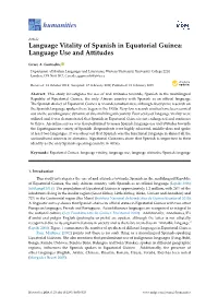 Language Vitality of Spanish in Equatorial Guinea: Language Use and Attitudes