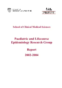 Paediatric and Lifecourse Epidemiology Research Group