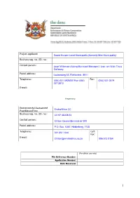 Project Applicant: Dawid Kruiper Local Municipality (Formerly Mier Municipality) Business Reg