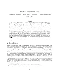 Quark: a Lightweight Hash∗
