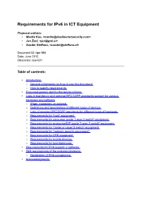Requirements for Ipv6 in ICT Equipment
