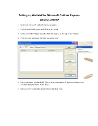 Setting up Webmail for Microsoft Outlook Express