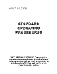 Standard Operating Procedures Revised 09/25/03, 2/17/06, 3/2/07
