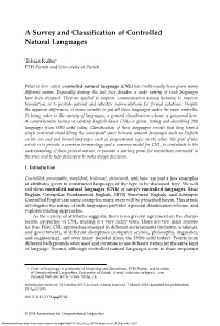 A Survey and Classification of Controlled Natural Languages