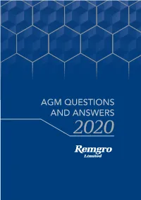 AGM QUESTIONS and ANSWERS 2020 Disclaimer