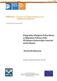 Emigration-Diaspora Policy Nexus in Migration Policies of the EU Eastern Partnership Countries and in Russia