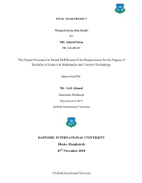 This Report Presented in Partial Fulfillment of the Requirements for the Degree of Bachelor of Science in Multimedia and Creative Technology