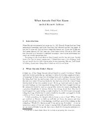 What Satoshi Did Not Know Invited Keynote Address