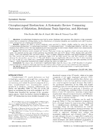 Cricopharyngeal Dysfunction: a Systematic Review Comparing Outcomes of Dilatation, Botulinum Toxin Injection, and Myotomy