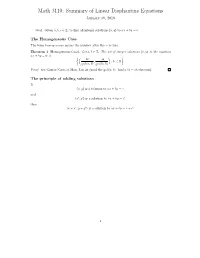 Math 3110: Summary of Linear Diophantine Equations January 30, 2019