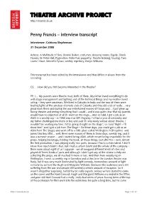 Theatre Archive Project: Interview with Penny Francis