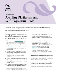 7Th Edition Avoiding Plagiarism and Self-Plagiarism Guide