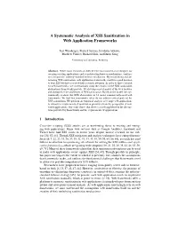 A Systematic Analysis of XSS Sanitization in Web Application Frameworks