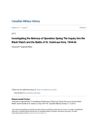 Investigating the Memory of Operation Spring the Inquiry Into the Black Watch and the Battle of St