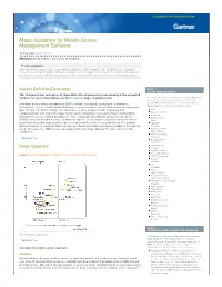 Magic Quadrant for Mobile Device Management Software