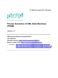 Precise Semantics of UML State Machines (PSSM)
