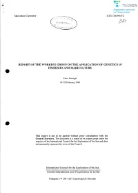 Report of the Working Group on the Application of Genetics in Fisheries and Mariculture