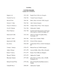 UGANDA COUNTRY READER TABLE of CONTENTS Stephen