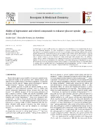 Ability of Higenamine and Related Compounds to Enhance Glucose Uptake in L6 Cells ⇑ Eisuke Kato , Shunsuke Kimura, Jun Kawabata