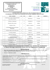 Ages and Breeds in This Catalogue Are for Guidance Only. Tb Status Will Be Announced at Time of Sale If Not 4 Year Testing