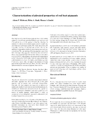 Characterization of Physical Properties of Red Beet Pigments