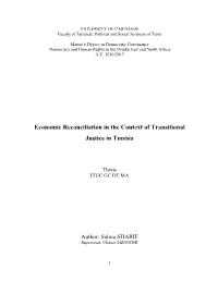 Economic Reconciliation in the Context of Transitional Justice in Tunisia