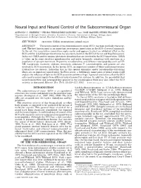 Neural Input and Neural Control of the Subcommissural Organ