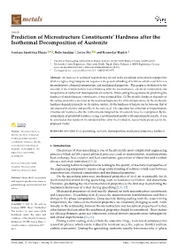 Prediction of Microstructure Constituents' Hardness After The