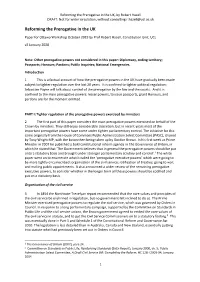Reforming the Prerogative in the UK, by Robert Hazell DRAFT: Not for Wider Circulation, Without Consulting R.Hazell@Ucl.Ac.Uk