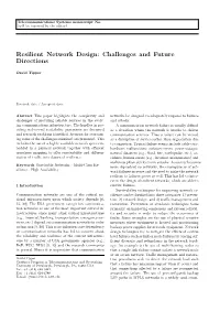 Resilient Network Design: Challenges and Future Directions