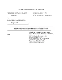 SC09-1676 Petitioner, 4 DCA CASE NO.: 4D08-3612 Vs. DO
