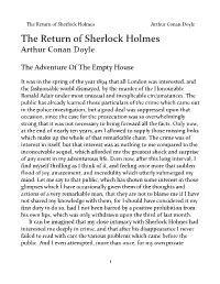 The Return of Sherlock Holmes Arthur Conan Doyle the Return of Sherlock Holmes Arthur Conan Doyle