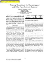 Clocking Nanocircuits for Nanocomputers and Other Nanoelectronic Systems