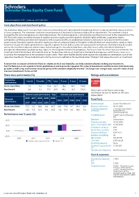Fund Objectives and Investment Policy Share Class