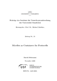 Micelles As Containers for Protocells