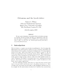 Octonions and the Leech Lattice